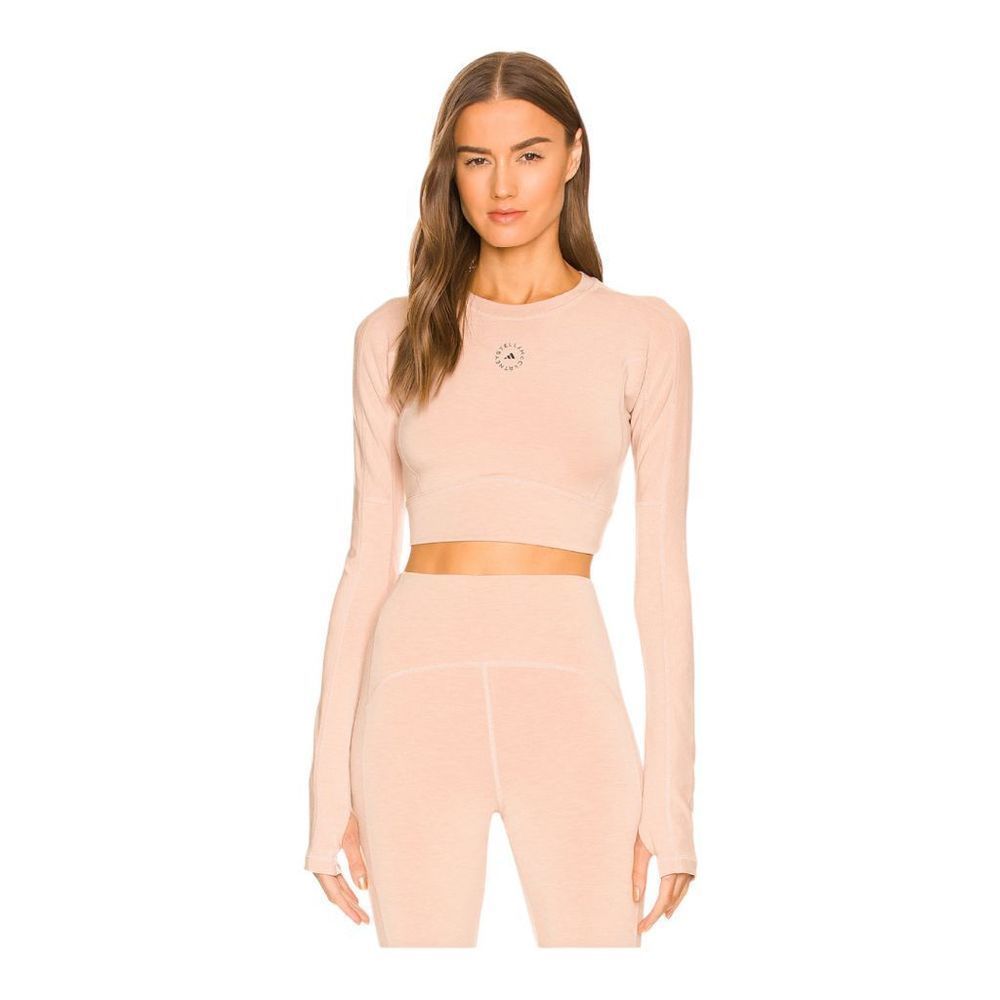 adidas Stella McCartney Women’s Crop Long Sleeve top in Ashpea Beige size XS